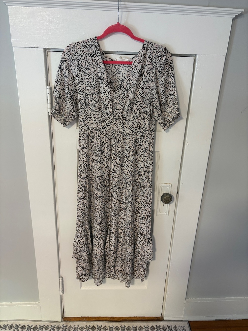 BA&SH Printed V-Neck Midi Dress